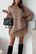 Febedress V Neck Drop Shoulder Slouchy Pullover Sweater