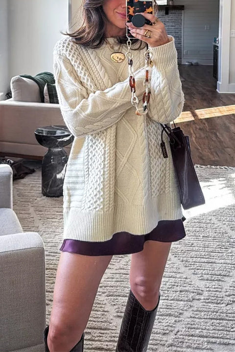 Febedress Crewneck Cable Knit Casual Pullover Sweater