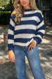 Febedress Drop Shoulder Striped Casual Pullover Sweater