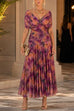 Febedress V Neck Short Sleeves Floral Print Maxi Dress