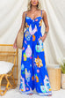 Spaghetti Strap Tie Knot Front Printed Wide Leg Jumpsuit