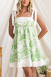 Febedress Bow Shoulder Sleeveless High Waist Floral Print Mini Dress