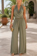 Febedress Halter Cowl Neck Sleeveless Top Elastic Waist Wide Leg Pants Set