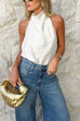 Febedress Halter Neck Open Back Satin Top