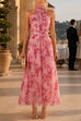 Febedress Sleeveless Zipper Back Waisted Floral Print Maxi Dress