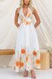 Halter V Neck Lace-up Backless Sunflower Print Maxi Dress