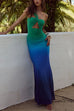 Febedress One Shoulder Cut Out Gradient Bodycon Maxi Dress