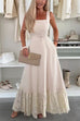Square Neck Pocketed Lace Splice Maxi Cami Dress