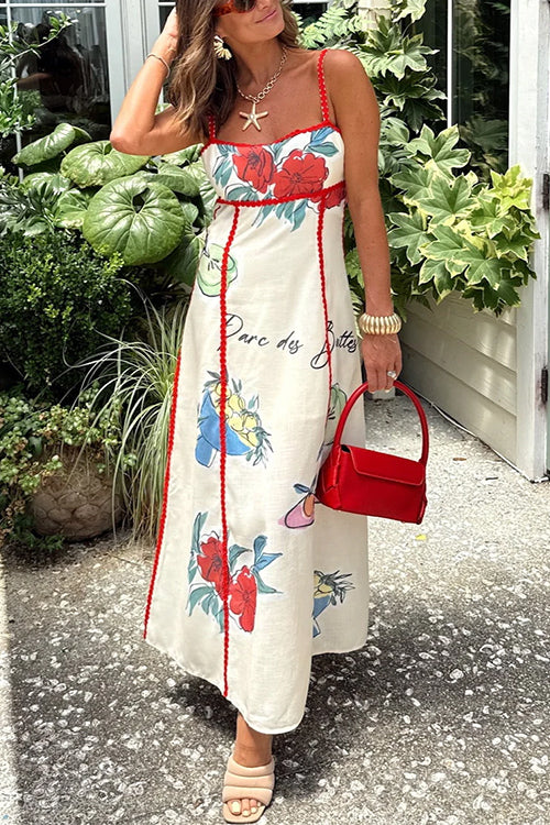 Bow Back Cut Out Floral Print Maxi Cami Dress
