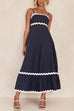 Febedress Spaghetti Strap Ric Rac Trim Swing Maxi Dress