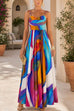 Spaghetti Strap Rainbow Printed Maxi Dress