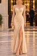 Febedress Mesh Long Sleeve Ruched Slit Maxi Dress