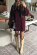 Febedress Long Sleeves Cable Knit Mini Sweater Dress