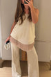 Tie Knot Shoulder Sleeveless Fringe Hem Top