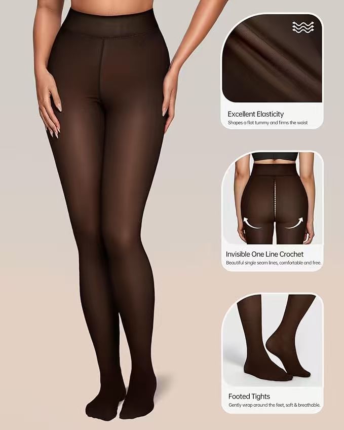 Febedress High Waist Fleece Lined Winter Thermal Pantyhose