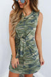Febedress Tie Knot Waist Camo Sleeveless Dress