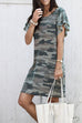 Febedress Knee Length Bubble Short Sleeves Camo Dress