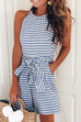 Febedress Bow-knot Sleeveless Striped Romper