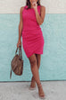 Febedress Tulip Hem Ruched Sleeveless Mini Dress