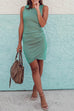 Febedress Tulip Hem Ruched Sleeveless Mini Dress