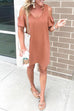 Febedress V Neck Cold Shoulder Solid T Shirt Dress