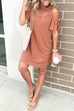 Febedress V Neck Cold Shoulder Solid T Shirt Dress