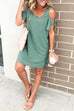 Febedress V Neck Cold Shoulder Solid T Shirt Dress