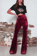 Febedress Elastic Waist Bell Bottoms Velvet Pants