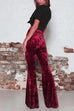 Febedress Elastic Waist Bell Bottoms Velvet Pants