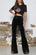 Febedress Elastic Waist Bell Bottoms Velvet Pants