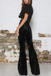 Febedress Elastic Waist Bell Bottoms Velvet Pants