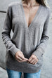 Febedress Wrap V Neck Long Sleeve Casual Knitting Sweater