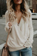 Febedress Wrap V Neck Long Sleeve Casual Knitting Sweater