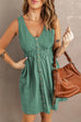 Febedress V Neck Button Down Sleeveless Waisted Dress