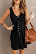 Febedress V Neck Button Down Sleeveless Waisted Dress