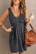 Febedress V Neck Button Down Sleeveless Waisted Dress