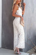 Febedress Solid V Neck Waisted Cami Lace Jumpsuit