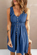 Febedress V Neck Button Down Sleeveless Waisted Dress