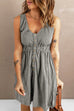 Febedress V Neck Button Down Sleeveless Waisted Dress