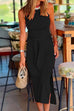 Febedress Halter Sleeveless Tie Waist Side Split Dress