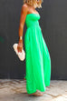Febedress Strapless Smocked Pocketed Wide Leg Jumpsuit
