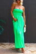 Febedress Strapless Smocked Pocketed Wide Leg Jumpsuit