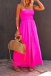 Febedress Strapless Smocked Pocketed Wide Leg Jumpsuit