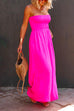 Febedress Strapless Smocked Pocketed Wide Leg Jumpsuit