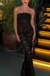 Febedress Strapless Lace Hollow Out Bodycon Maxi Dress