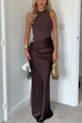 Febedress Mockneck Sleeveless Cut Out Patchwork Maxi Dress