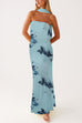 Febedress Strapless Tube Floral Print Bodycon Maxi Dress
