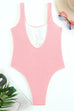 Febedress Low Back High Cut Crinkle One Piece Swimsuit