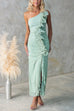 Febedress One Shoulder Slit Ruffle Mesh Maxi Dress