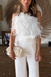 Febedress Fuzzy Feather Crop Tube Top